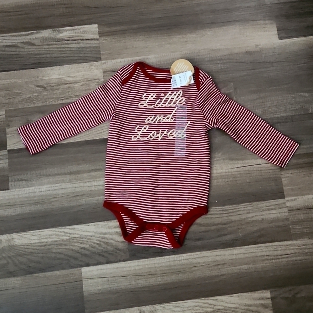 Little and Loved Striped  Onesie Size 12-18mo